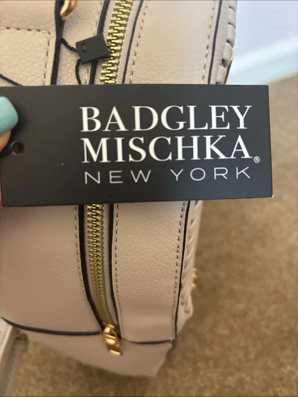 Badgley Mischka Cream Leather-Style Women's Backpack